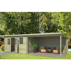 Outdoor Life Products | Tuinhuis met Overkapping Aida 760 x 275 | Geïmpregneerd | Olijfgroen